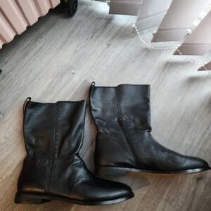 Lands' End Classic Black Heeled Boots